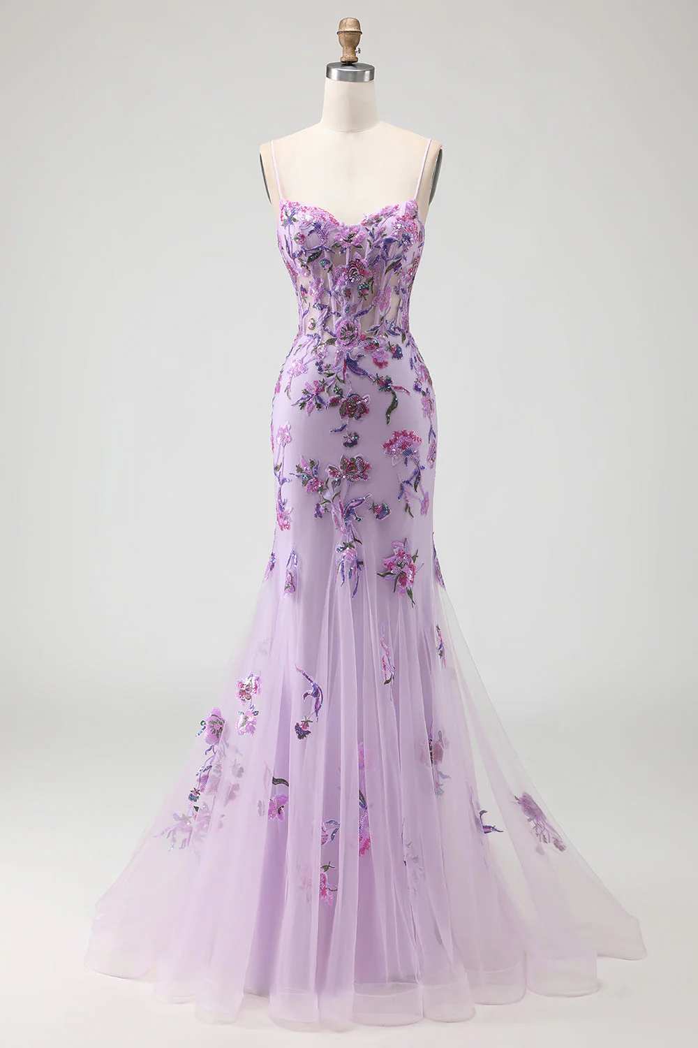 Blush Mermaid Corset Beaded Long Plus Size Prom Dress with Sequins - Image 7