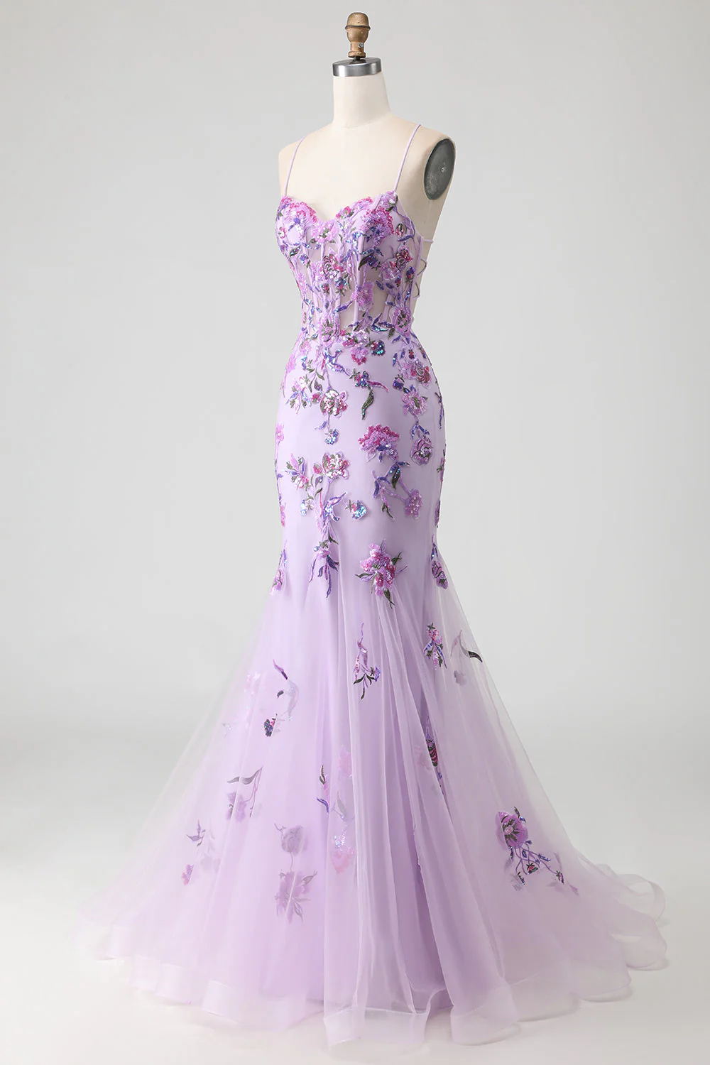 Blush Mermaid Corset Beaded Long Plus Size Prom Dress with Sequins - Image 9