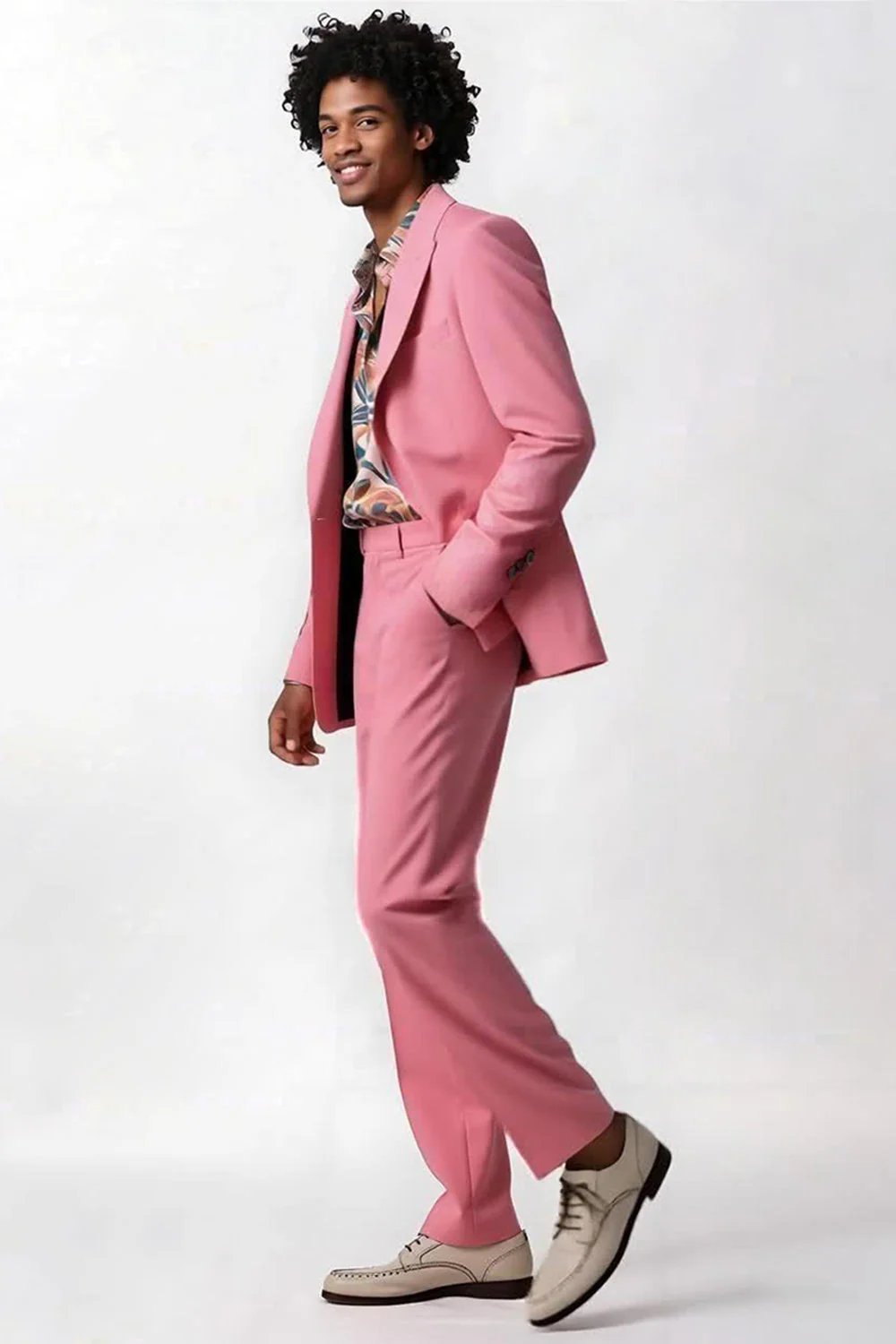 Blush Peak Lapel 2 Piece Single Breasted Men Prom Suits - Image 3