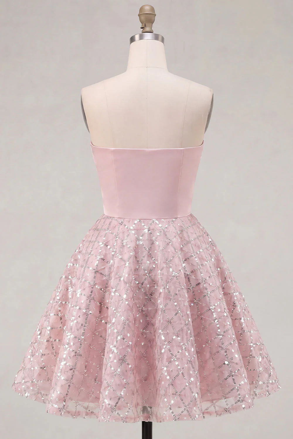 Blush A-Line Strapless Ruched Sequin Cute Party Dress - Image 2