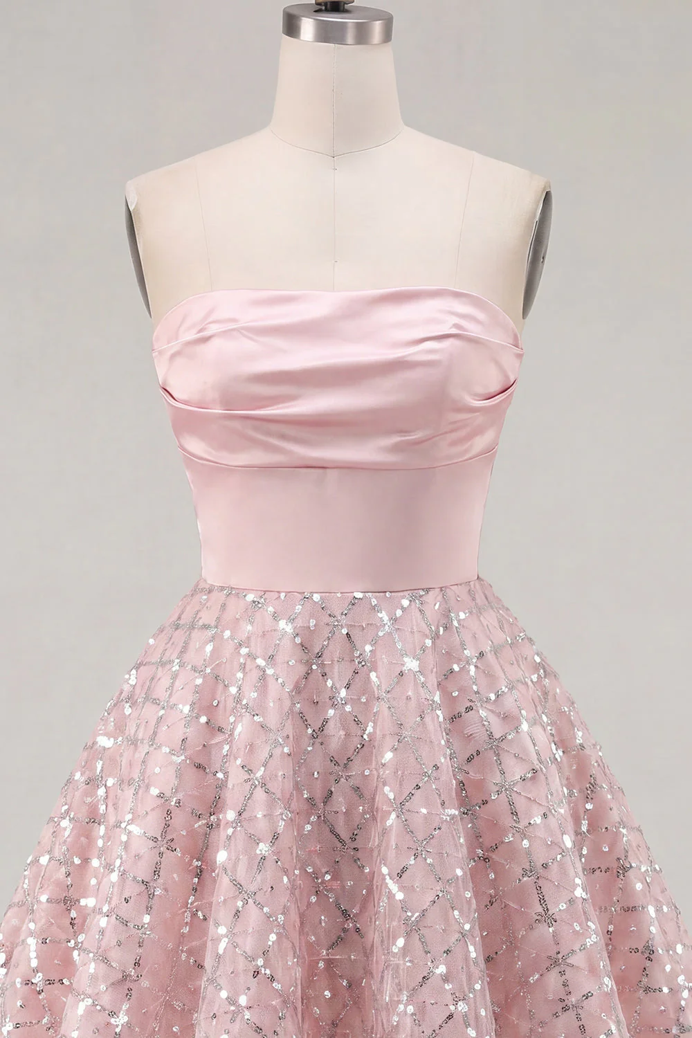Blush A-Line Strapless Ruched Sequin Cute Party Dress - Image 7