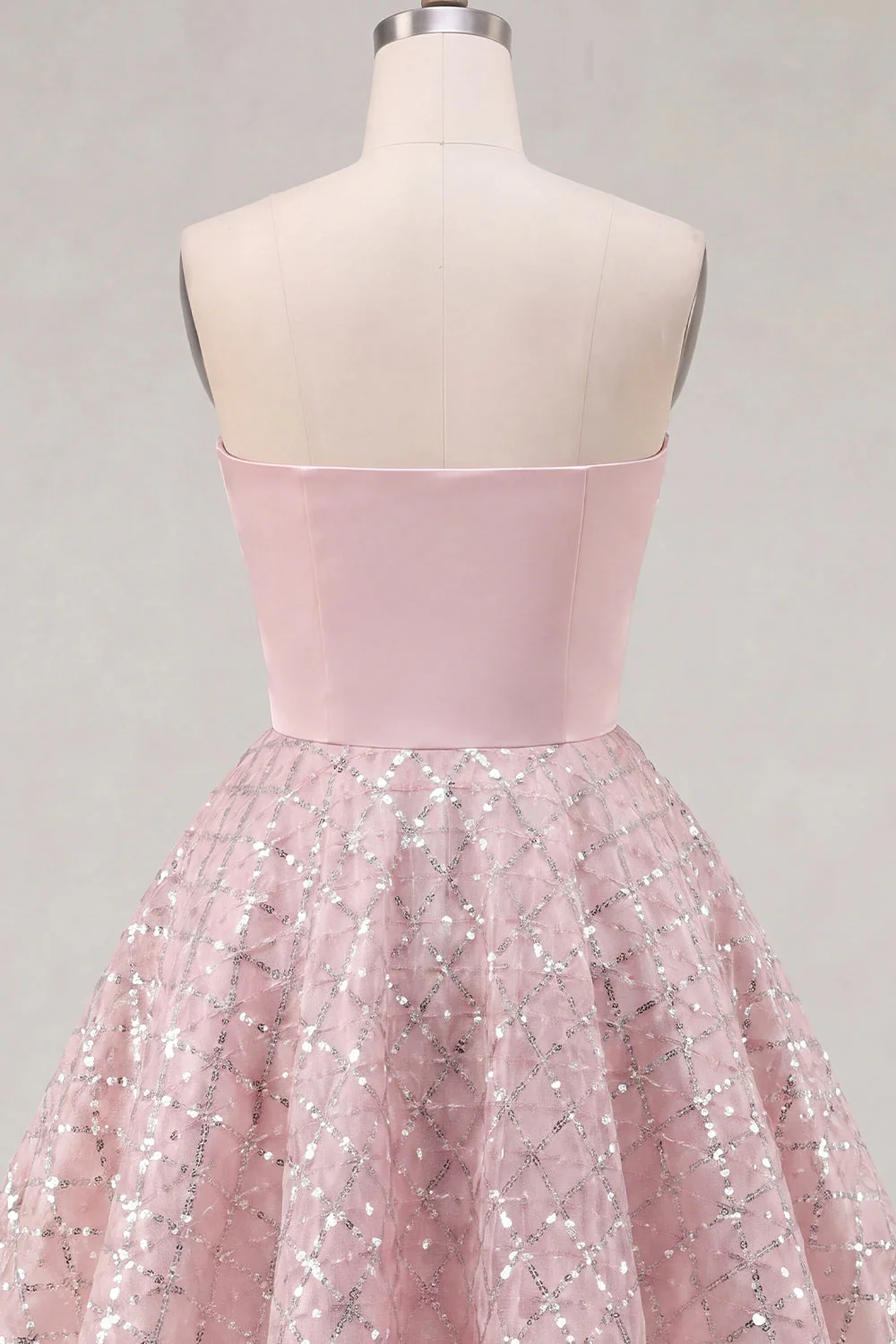 Blush A-Line Strapless Ruched Sequin Cute Party Dress - Image 8