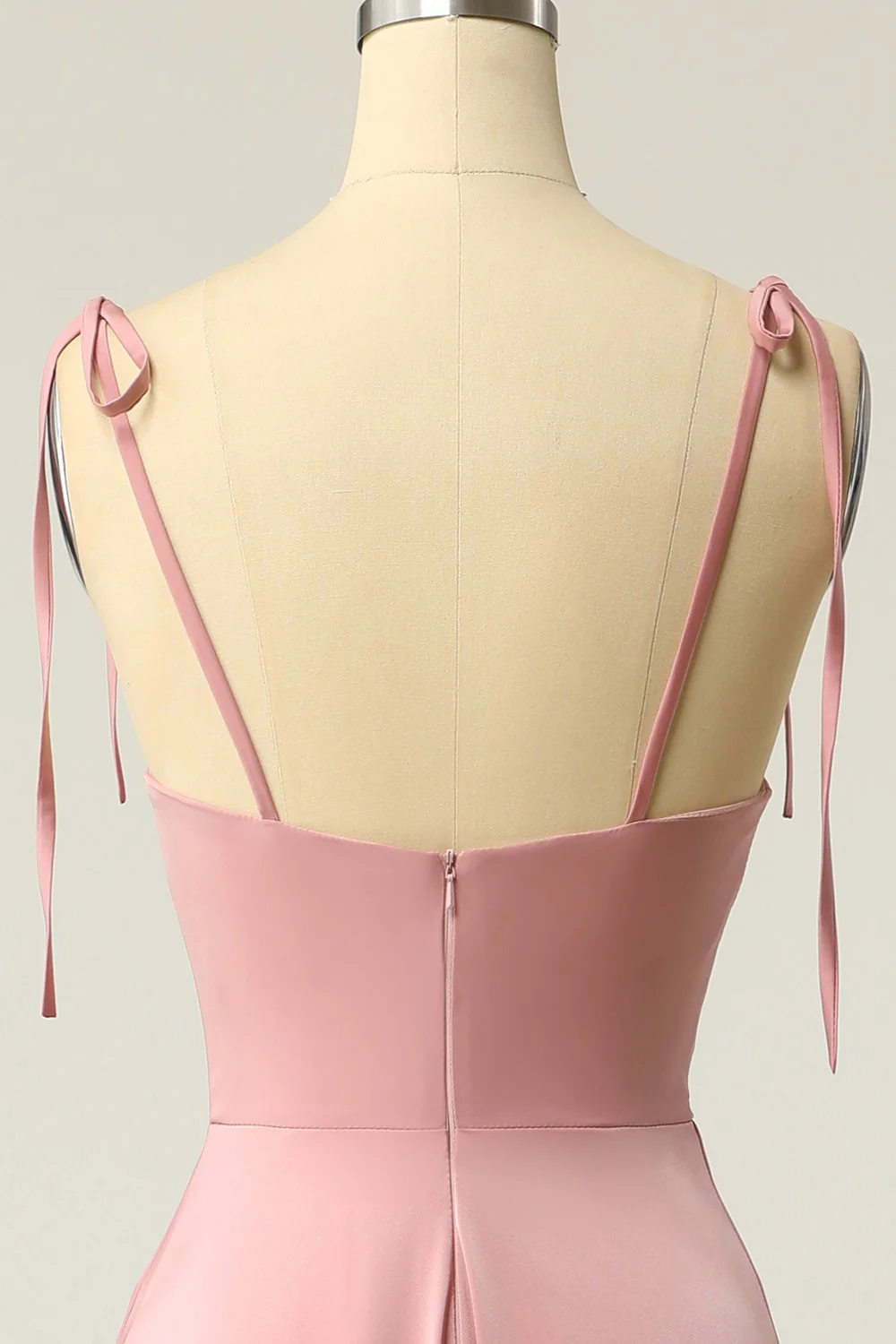 Blush Spaghetti Straps Long Prom Dress with Bowknot - Image 6