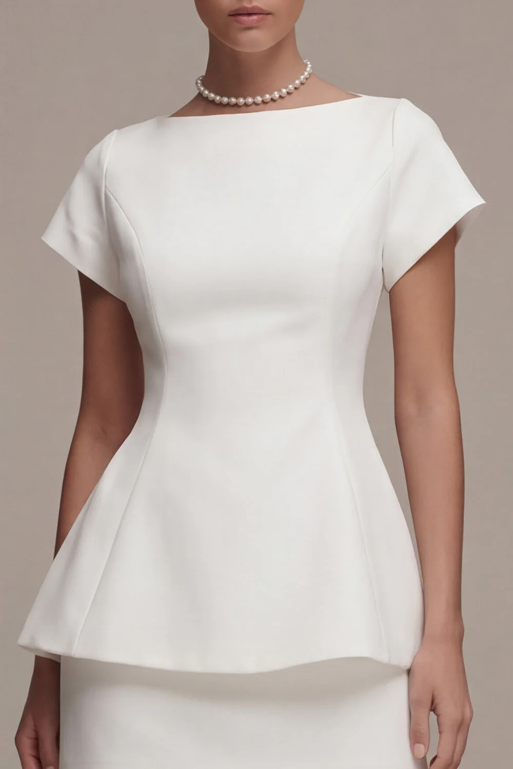 Bodycon Bateau Neck Cap Sleeves Little White Dress - Image 3