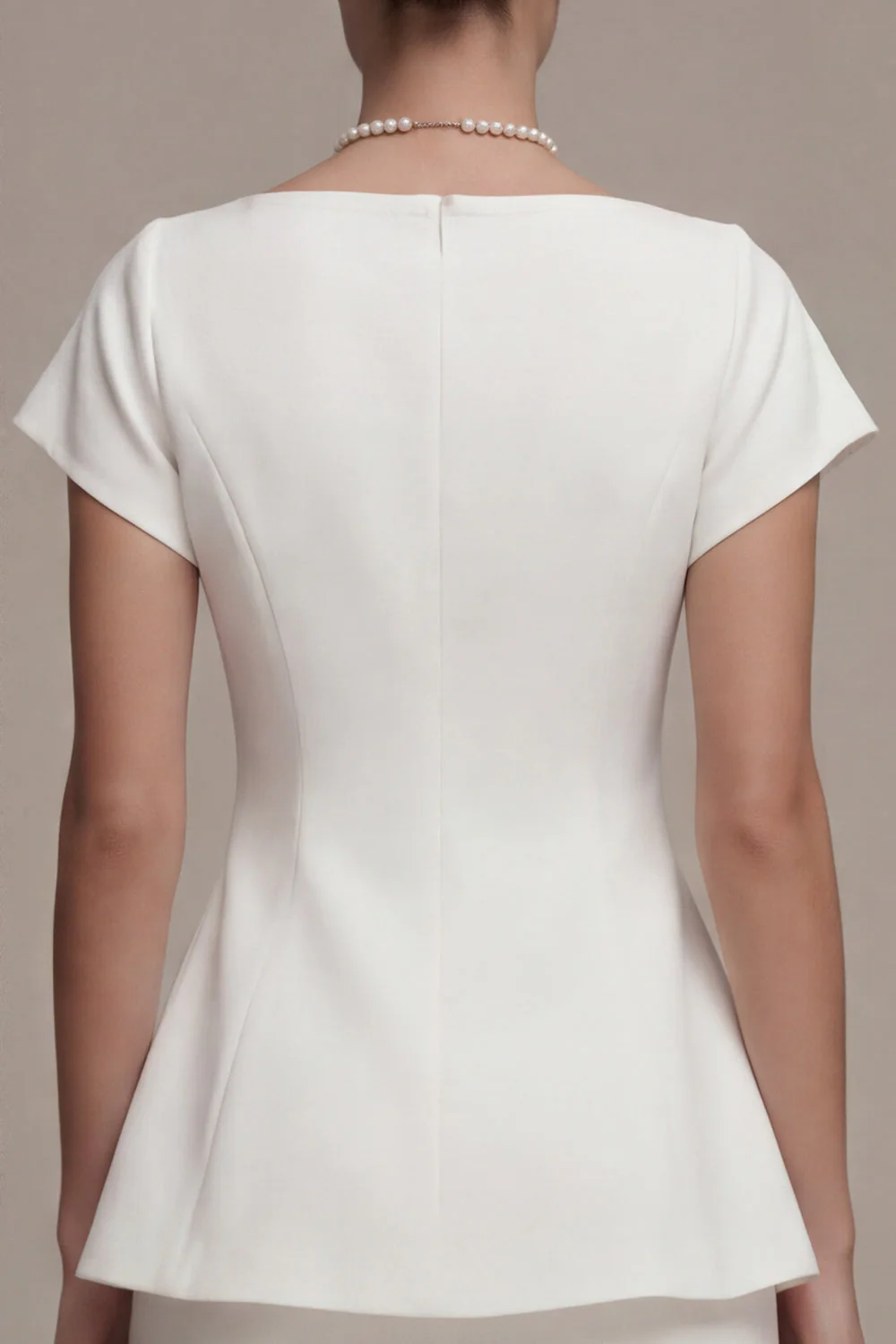 Bodycon Bateau Neck Cap Sleeves Little White Dress - Image 4