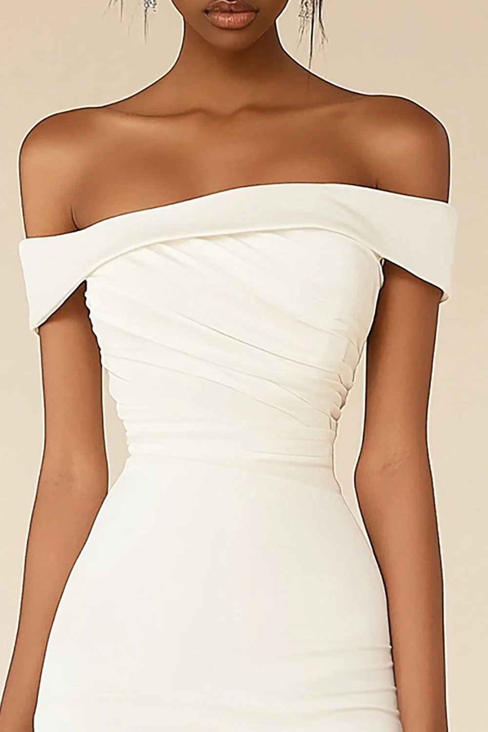 Bodycon White Off the Shoulder Graduation Dress - Image 2