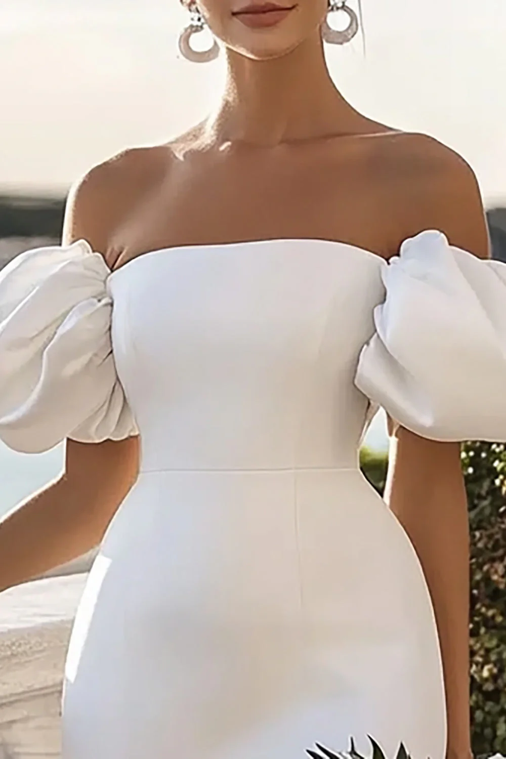 Bodycon White Off The Shoulder Short Graduation Dress - Image 2