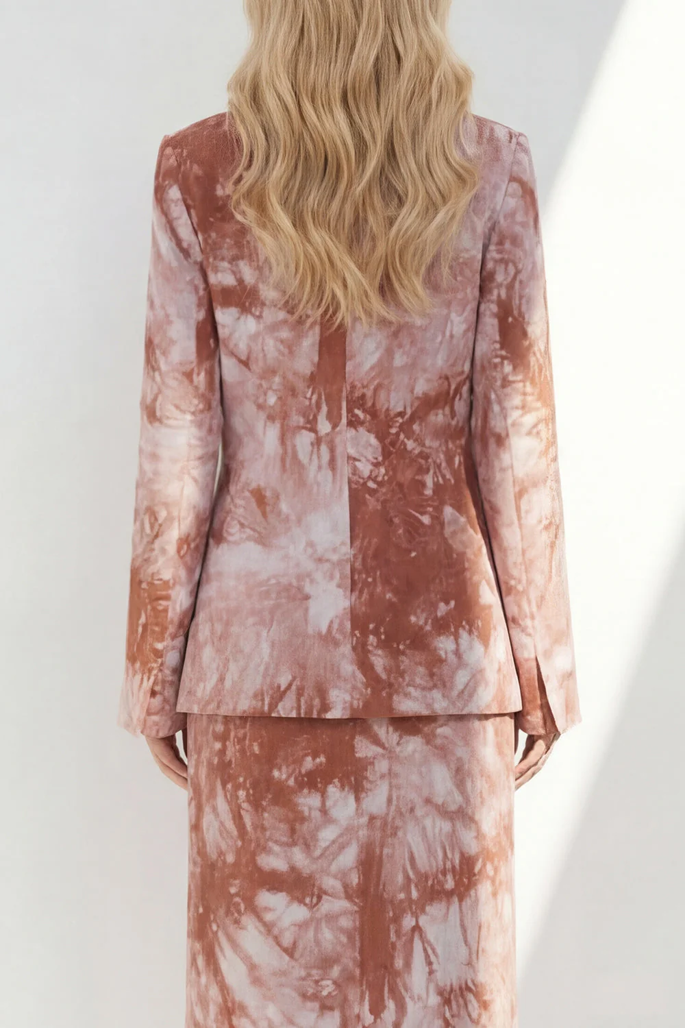 Brown 2 Piece Notched Lapel Long Sleeves Business Dress with Back Slit - Image 16