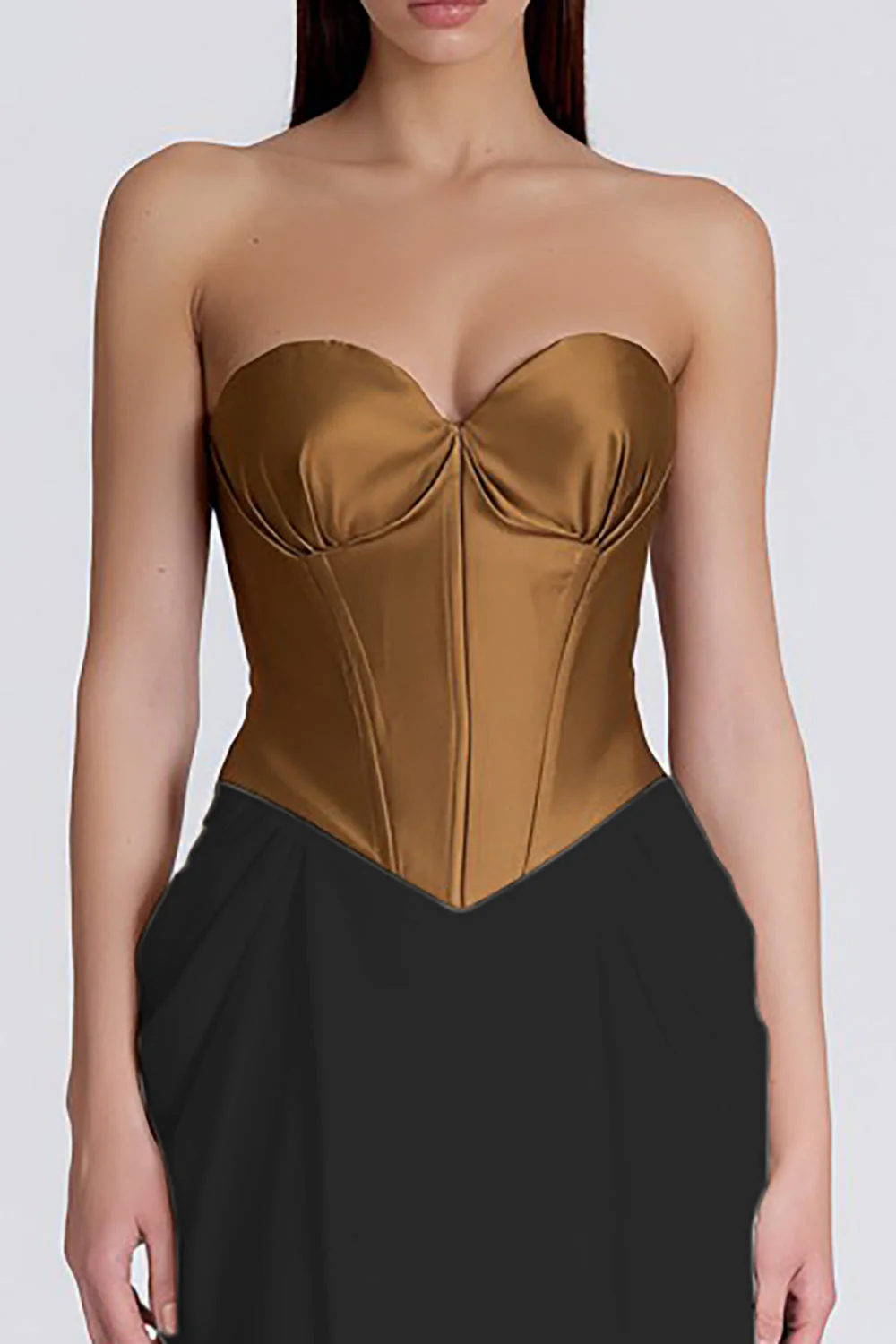 Brown and Black Mermaid Sweetheart Corset Evening Dress - Image 2