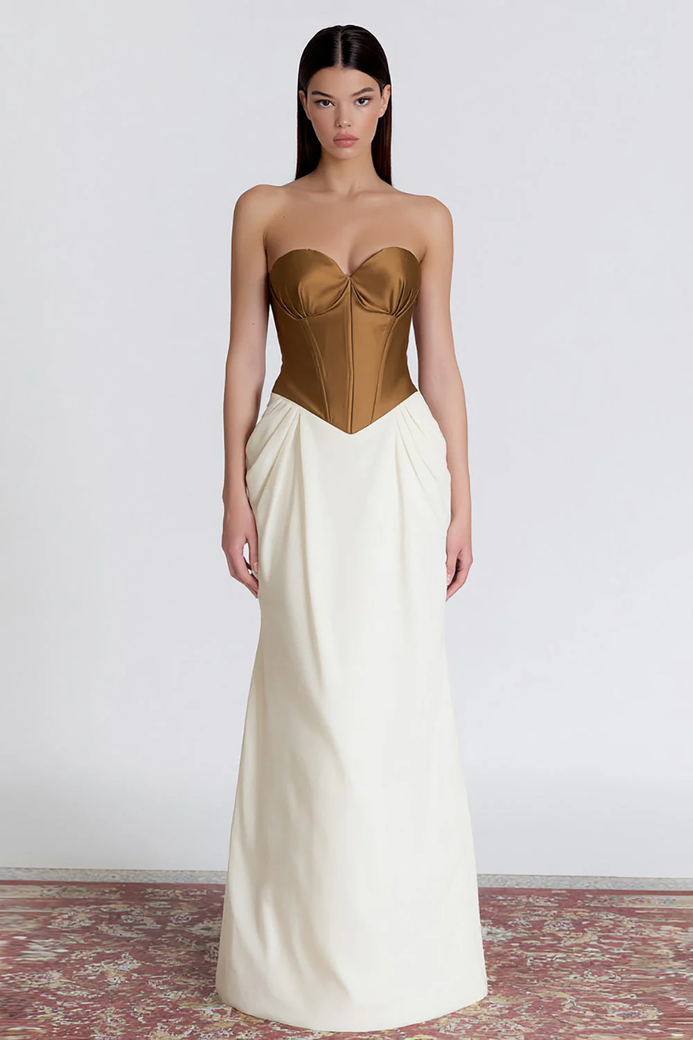 Brown and Black Mermaid Sweetheart Corset Evening Dress - Image 3
