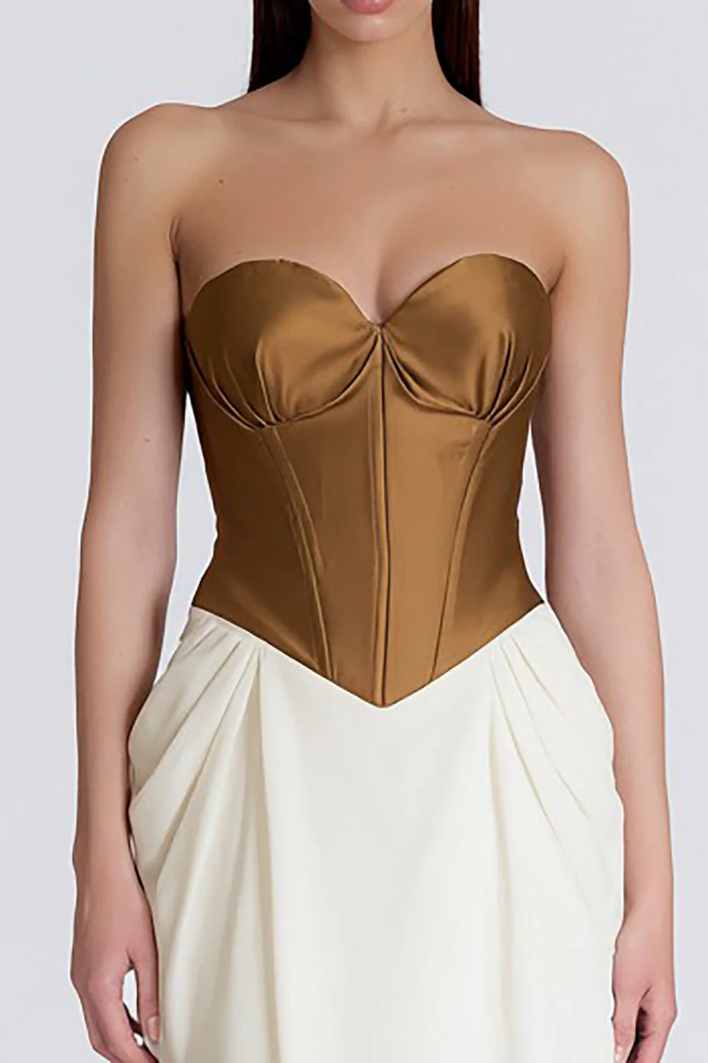Brown and Black Mermaid Sweetheart Corset Evening Dress - Image 4