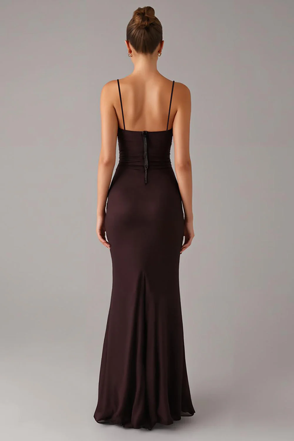 Brown Mermaid Spaghetti Straps Evening Dress - Image 2