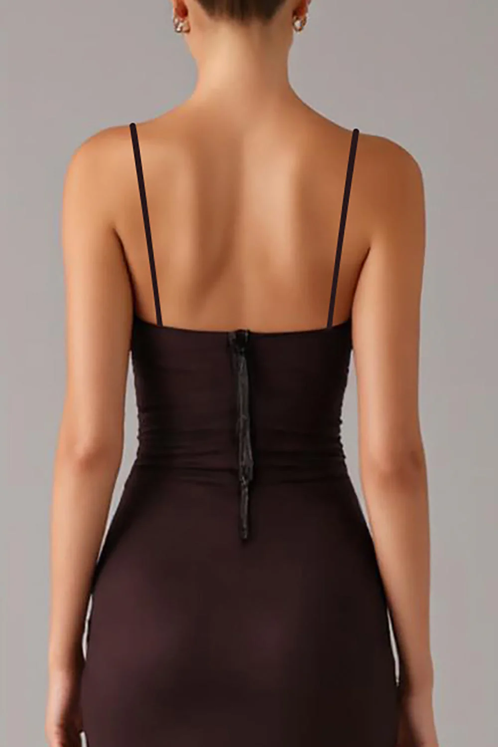 Brown Mermaid Spaghetti Straps Evening Dress - Image 4
