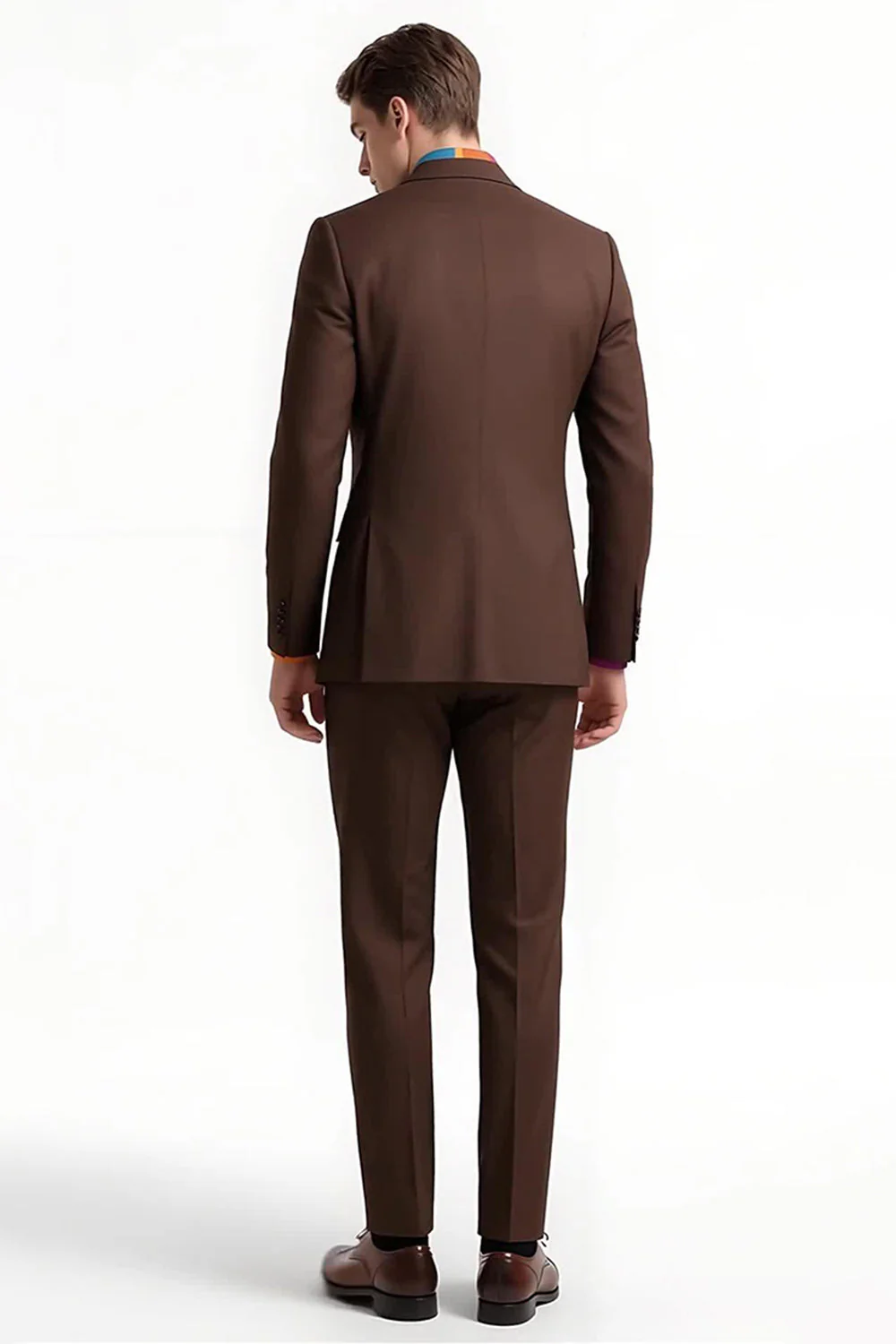 Brown Peak Lapel 2 Piece Single Breasted Men's Suits - Image 2
