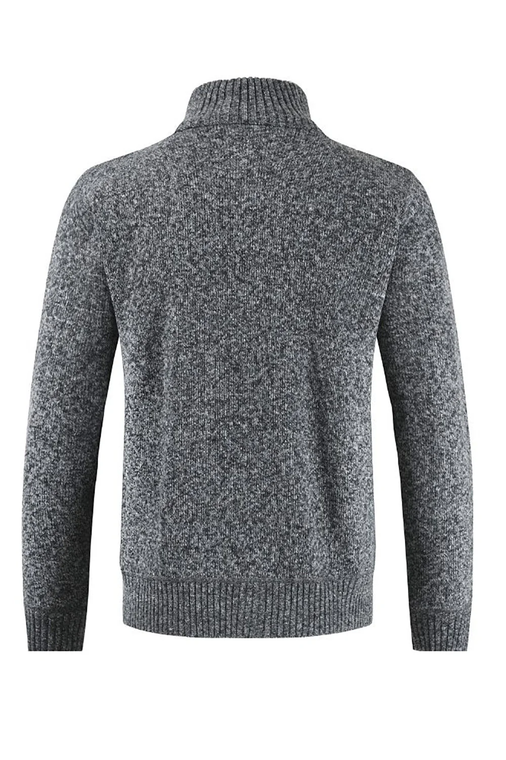 Burgundy Men's Casual Stand Collar Cardigan Zipper Cable Knitted Sweater - Image 4