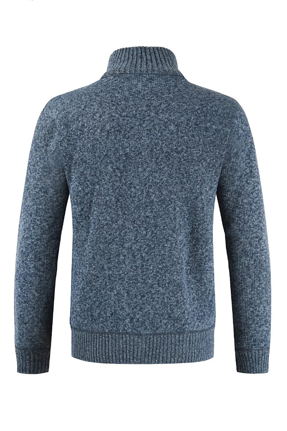 Burgundy Men's Casual Stand Collar Cardigan Zipper Cable Knitted Sweater - Image 6