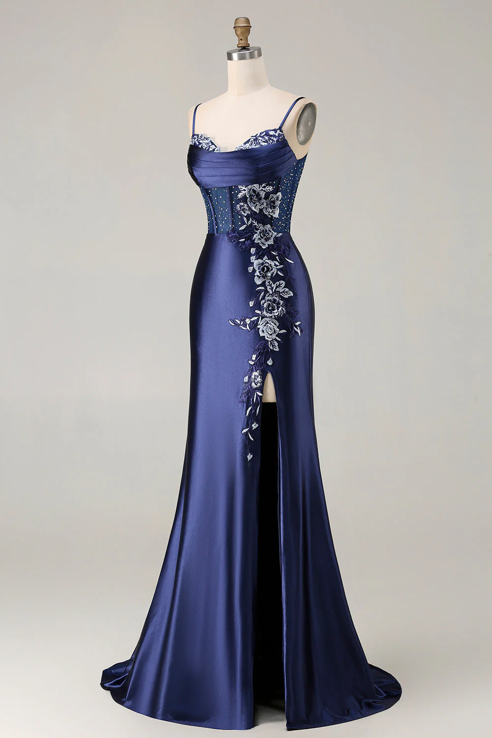 Burgundy Mermaid Beaded Embroidered Plus Size Long Prom Dress with Slit - Image 11