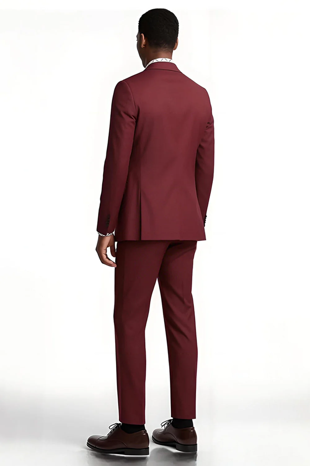 Burgundy Notched Lapel 2 Piece Slim Fit Men's Prom Suits - Image 2