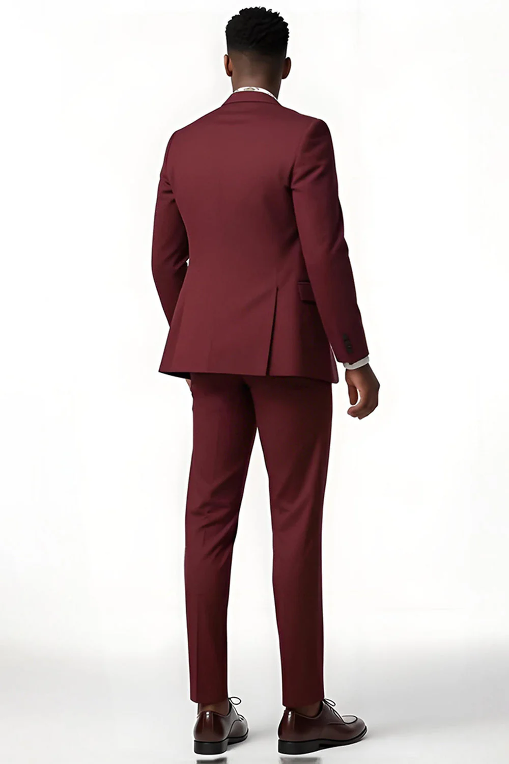 Burgundy Peak Lapel 2 Piece Single Breasted Men Suits - Image 2