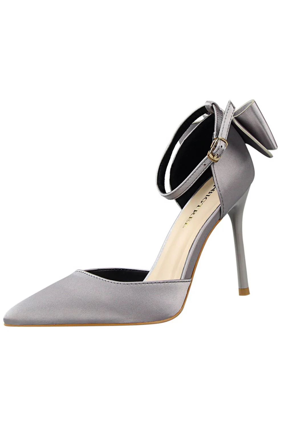 Burgundy Satin Prom Heels with Bowknot - Image 8