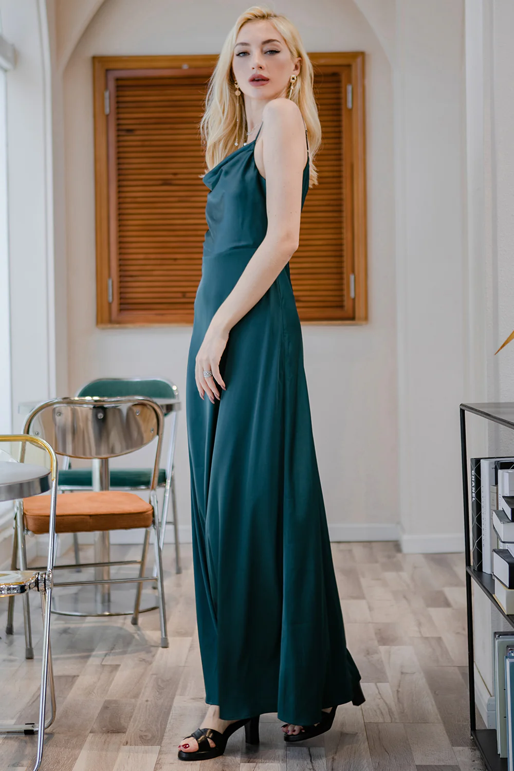Burgundy Simple Long Bridesmaid Prom Dress - Image 12