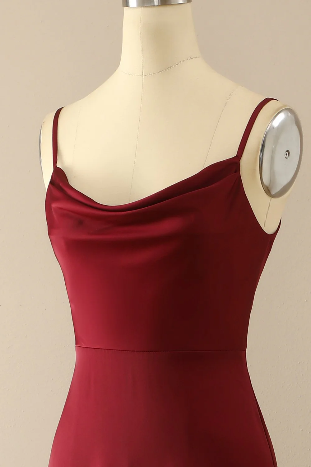 Burgundy Simple Long Bridesmaid Prom Dress - Image 4