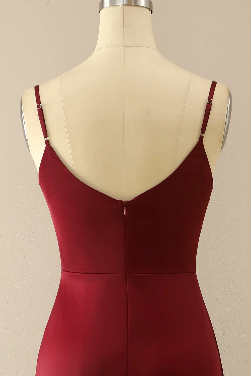 Burgundy Simple Long Bridesmaid Prom Dress - Image 5