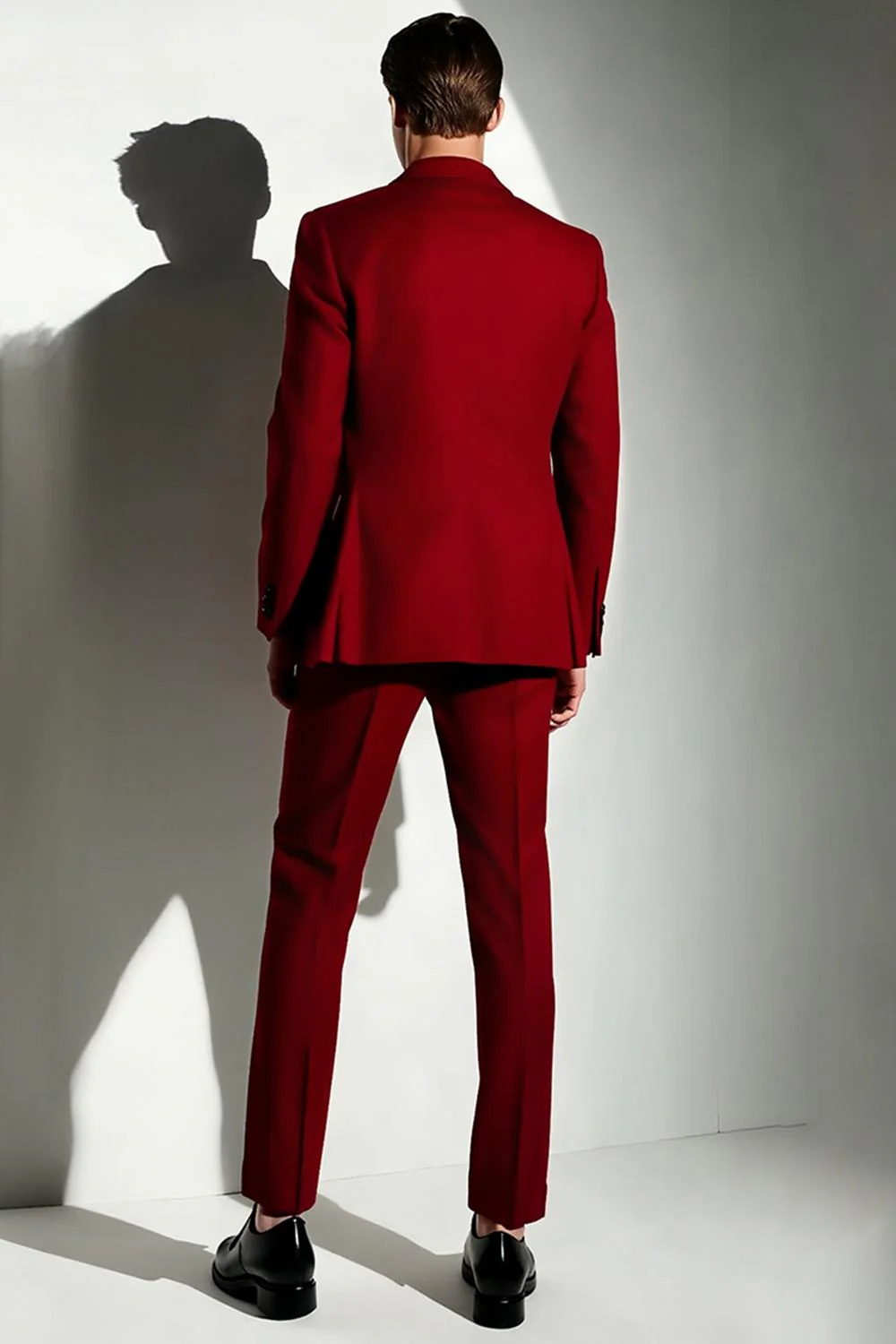 Burgundy Singel Breasted 3 Piece Men's Prom Suits - Image 2