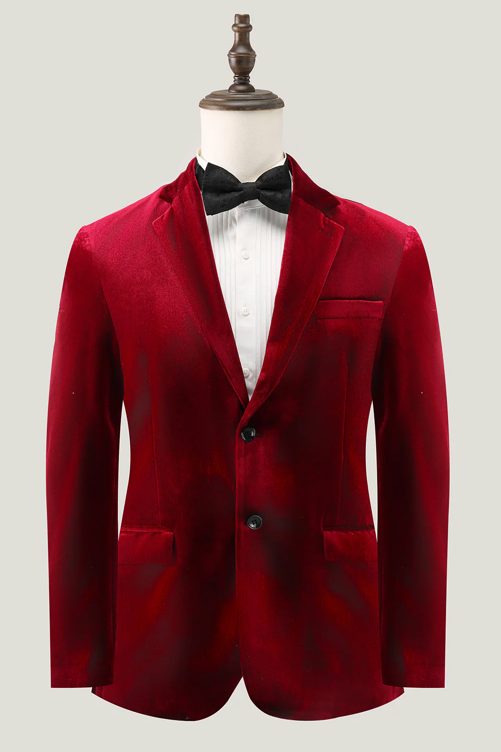 Burgundy Single Breasted Notched Lapel Men's Blazer - Image 3