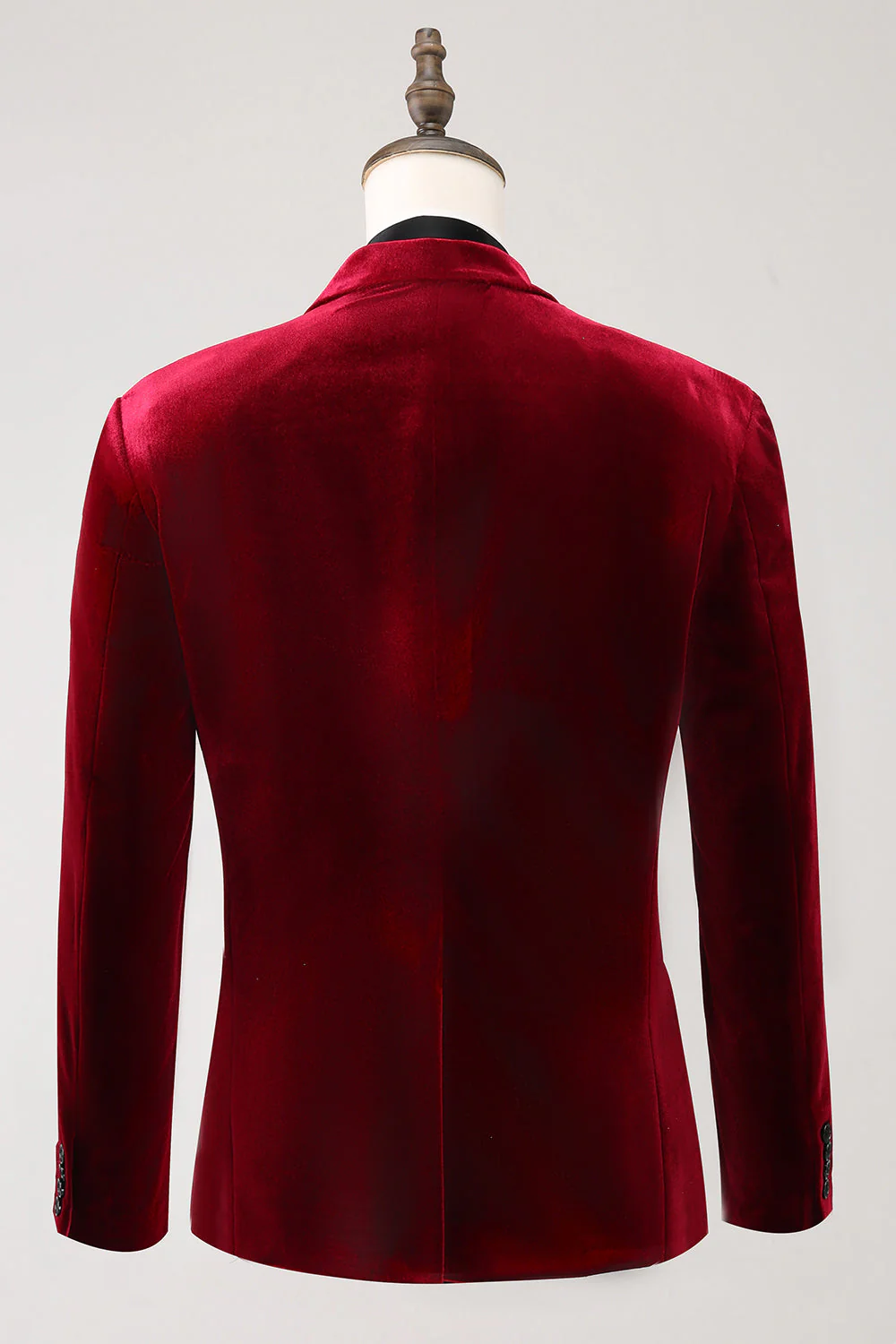 Burgundy Single Breasted Notched Lapel Men's Blazer - Image 4