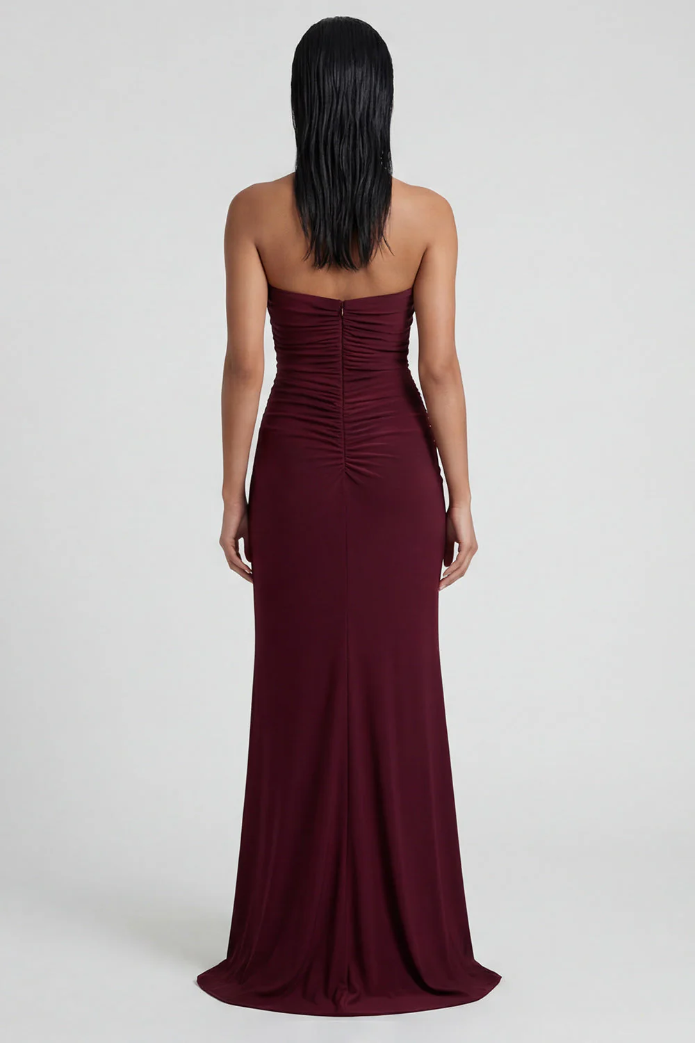 Burgundy Sweetheart Mermaid Long Evening Dress with Slit - Image 2