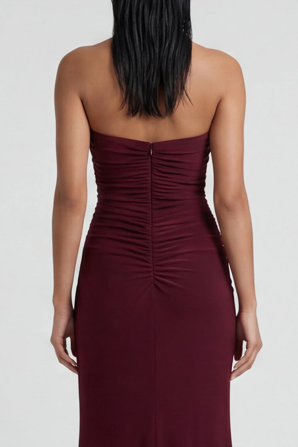 Burgundy Sweetheart Mermaid Long Evening Dress with Slit - Image 4