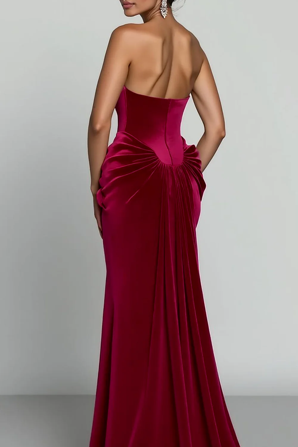 Cabernet Mermaid Strapless Long Evening Dress - Image 2