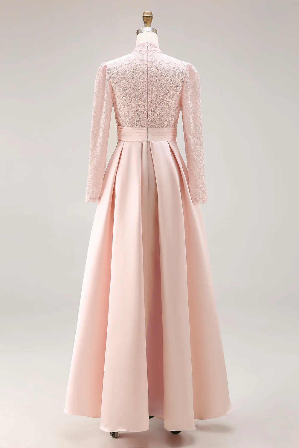 Candy Pink High Neck A Line Long Mother of the Bride Dress with Lace - Image 6