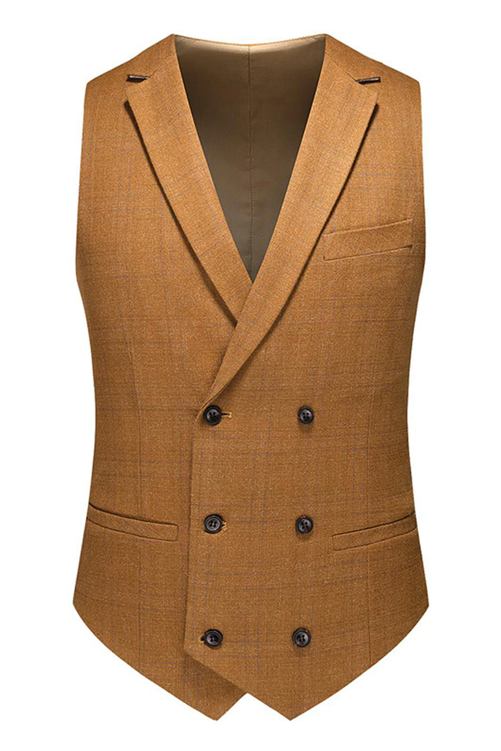 Caramel Peaked Lapel 3 Pieces Men's Prom Suits - Image 3