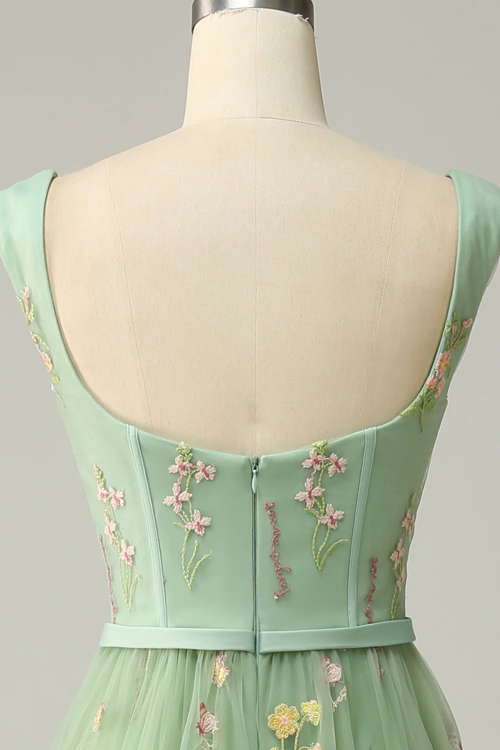 Champagne A-Line Embroidery Prom Dress - Image 11