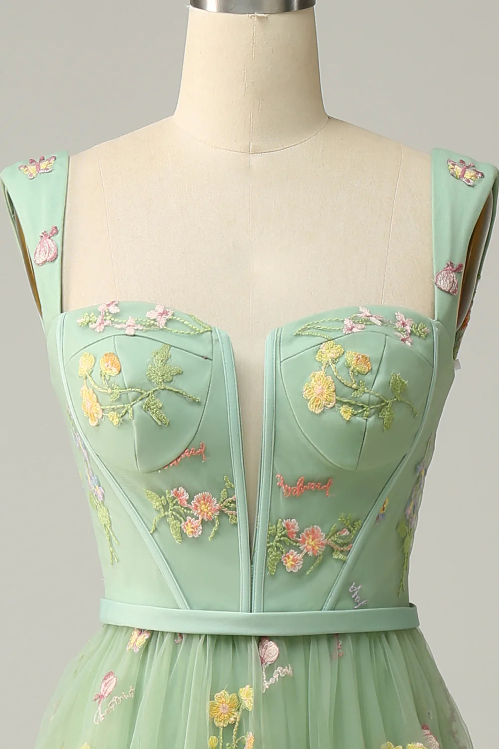 Champagne A-Line Embroidery Prom Dress - Image 12