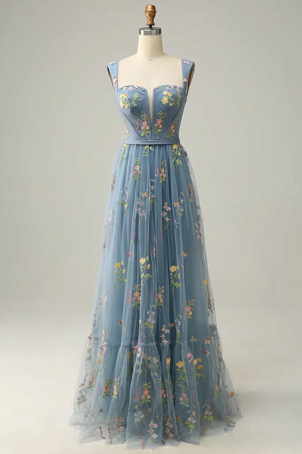 Champagne A-Line Embroidery Prom Dress - Image 13