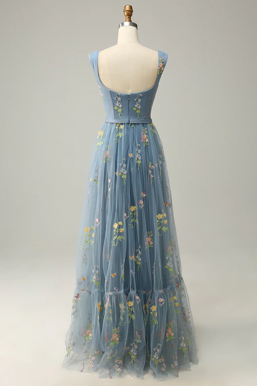 Champagne A-Line Embroidery Prom Dress - Image 14