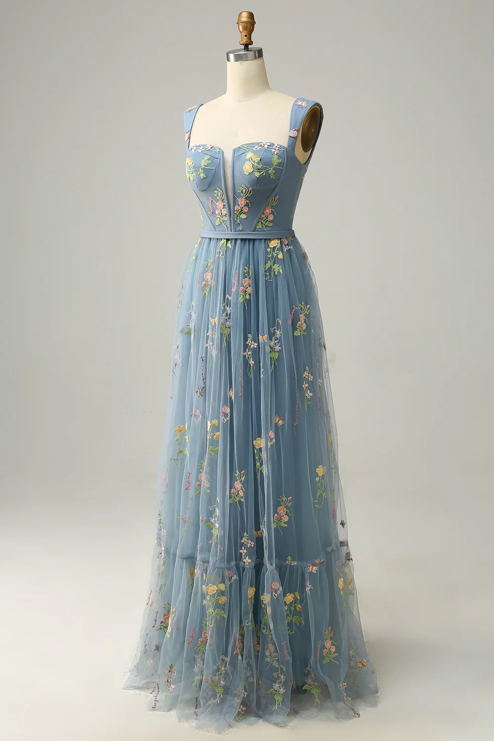 Champagne A-Line Embroidery Prom Dress - Image 16