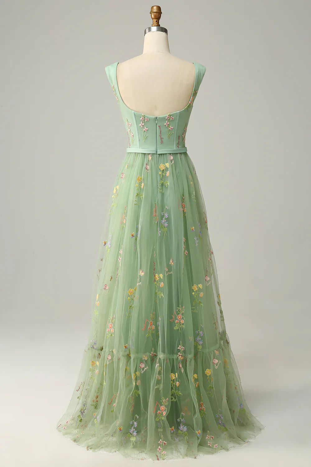 Champagne A-Line Embroidery Prom Dress - Image 8