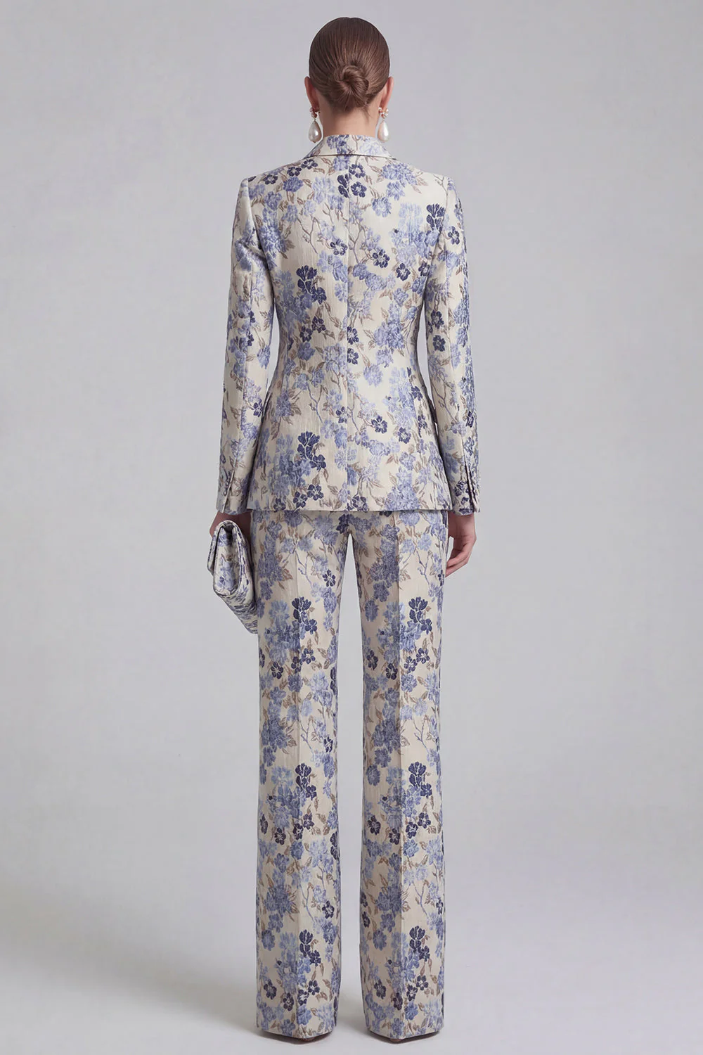 Champagne 2 Piece Floral Peak Lapel Double Breasted Prom Suits - Image 10