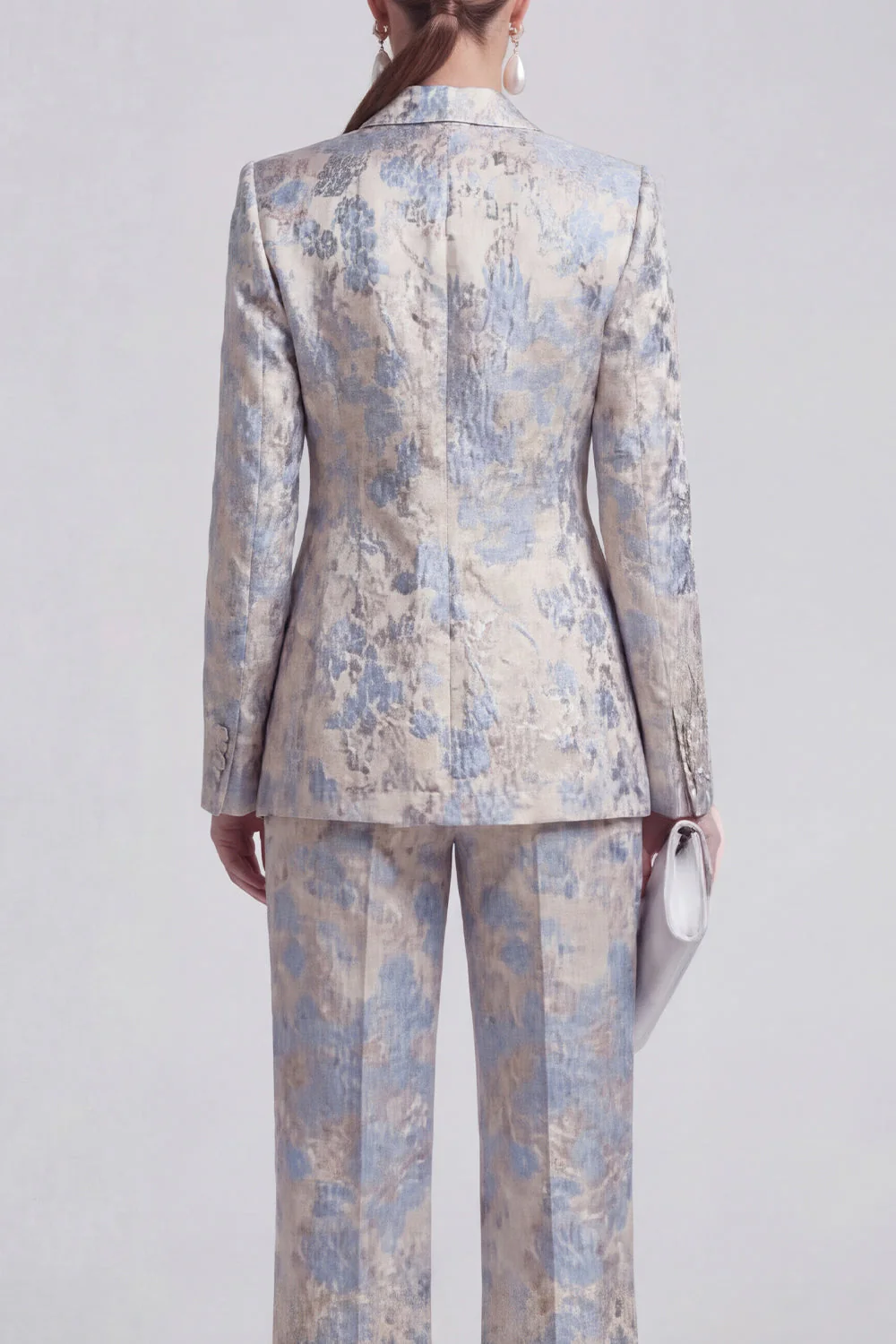 Champagne 2 Piece Floral Peak Lapel Double Breasted Prom Suits - Image 8