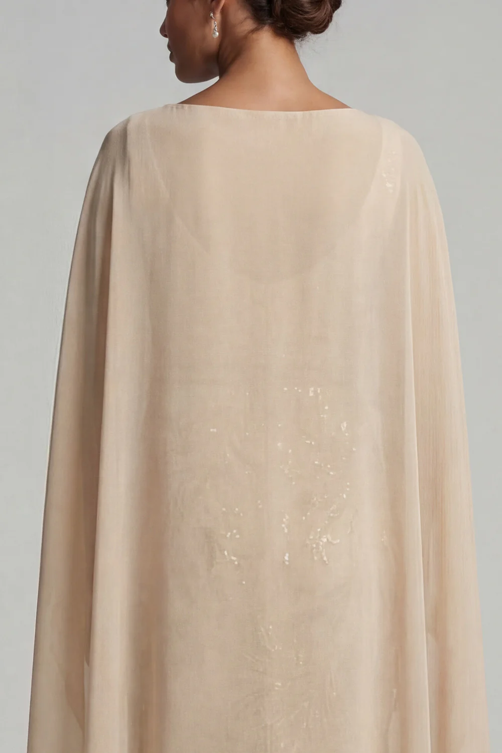Champagne Mermaid Long Mother of the Bride Dress with Cape - Image 4