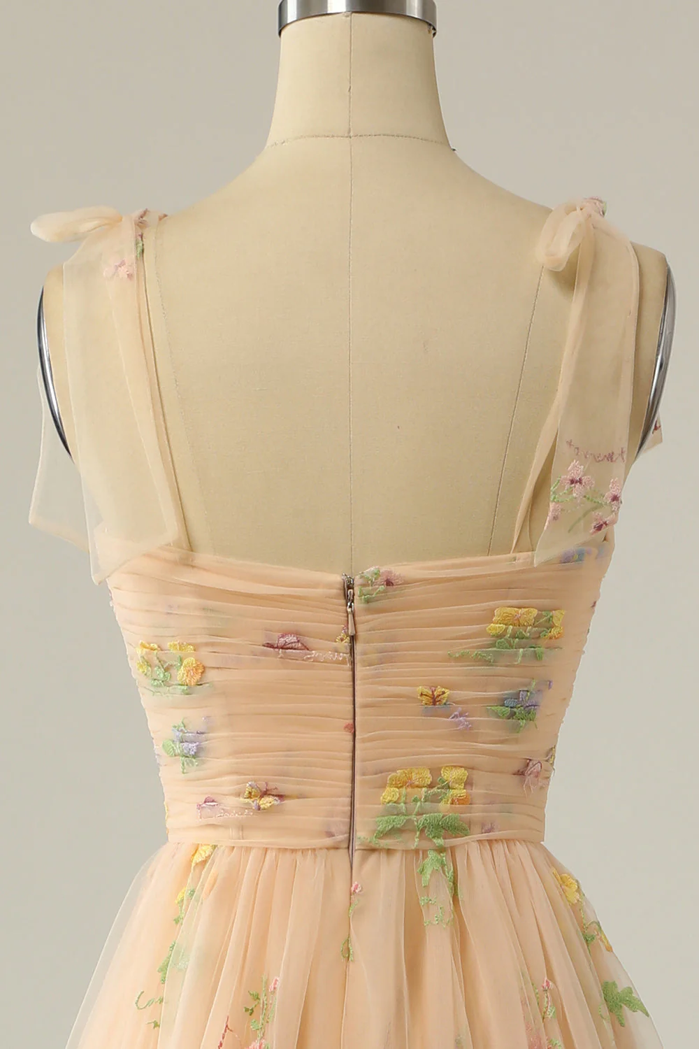 Champagne Embroidery Long Prom Dress - Image 5