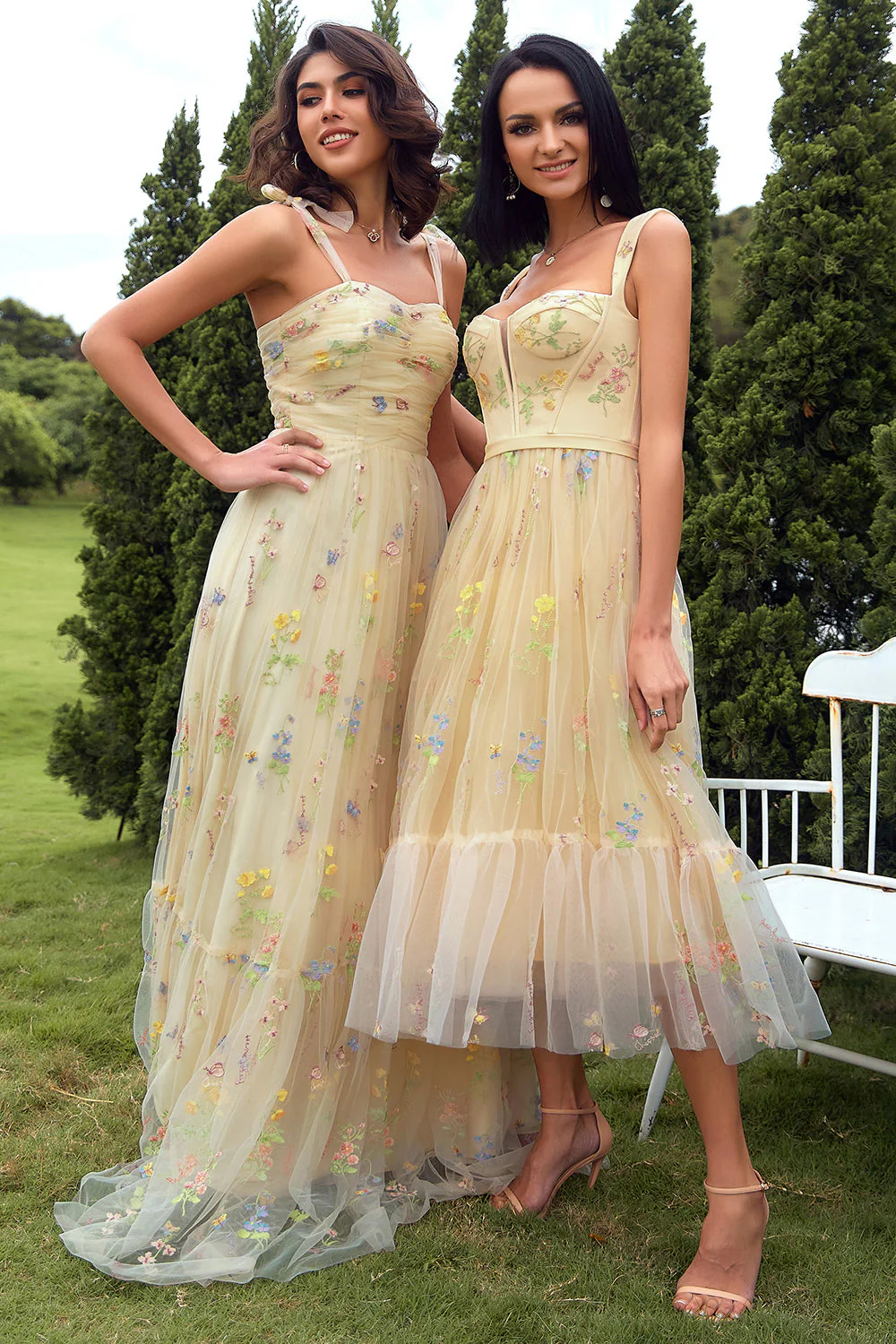 Champagne Long Prom Dress with Embroidery - Image 3