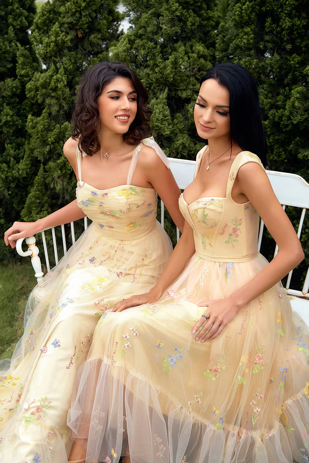 Champagne Long Prom Dress with Embroidery - Image 7