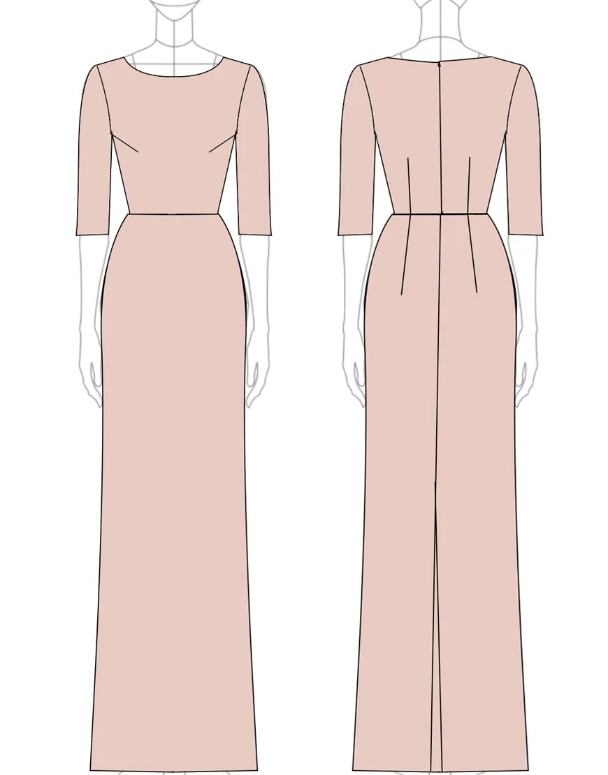 Champagne Sheath Half Sleeves Long Mother of The Bride Dress - Image 4