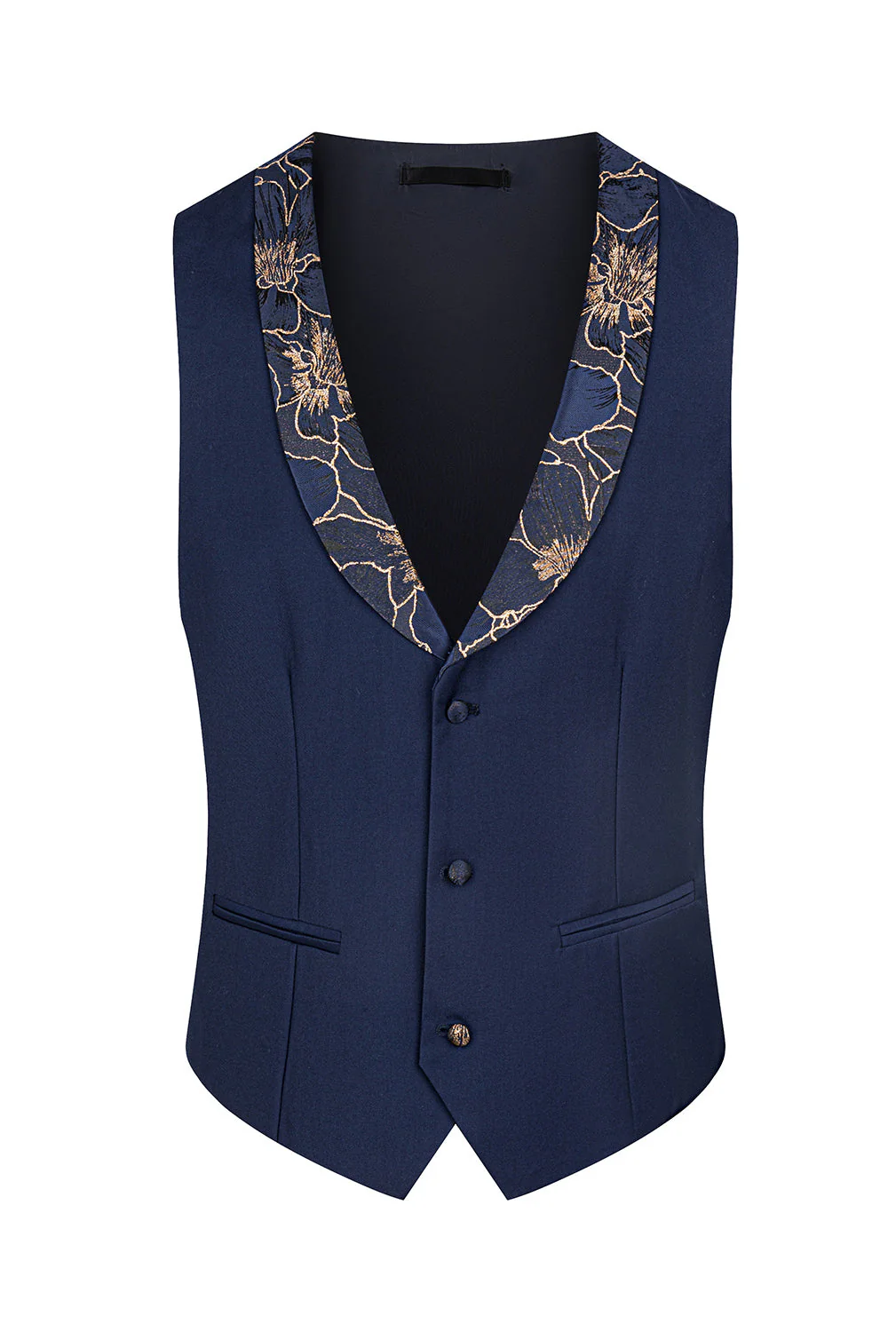 Champagne Shawl Lapel One Button Floral Men's Suits - Image 12