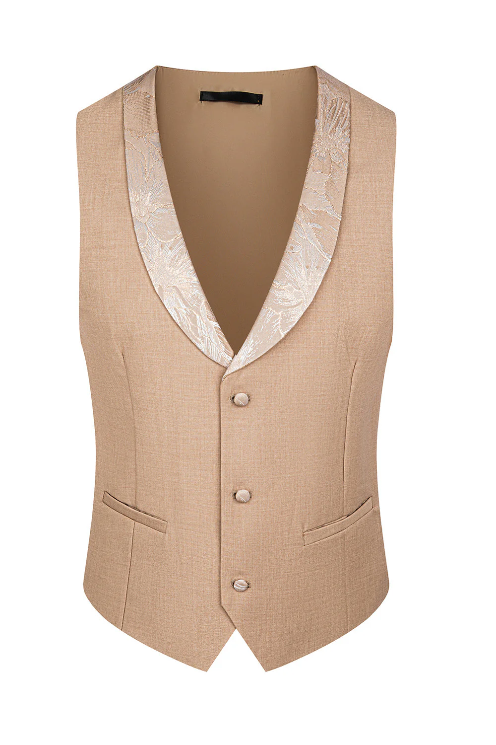 Champagne Shawl Lapel One Button Floral Men's Suits - Image 4